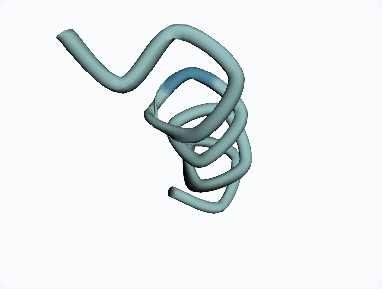 Static 3D view of the same actual atomic structure, colored by prediction confidence