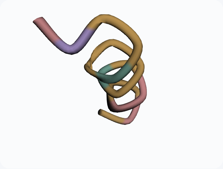 Static 3D view of the same actual atomic structure, colored by side-chain class