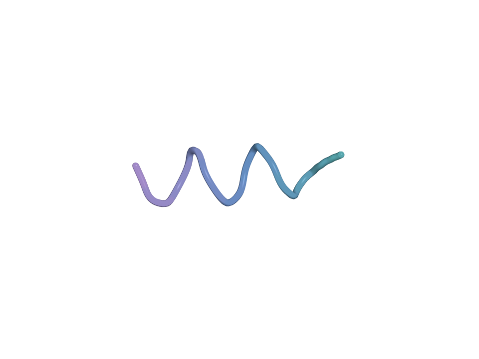 Static 3D view of the same actual atomic structure; teal-blue-lilac gradient is decorative only